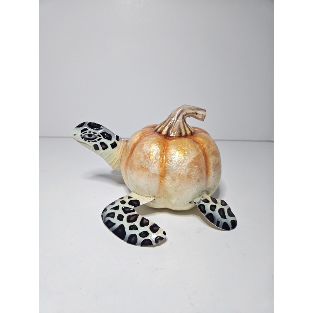 Pumpkin Sea Turtle Figurine Fall Halloween Coastal Beach Decor 4 In Vintage